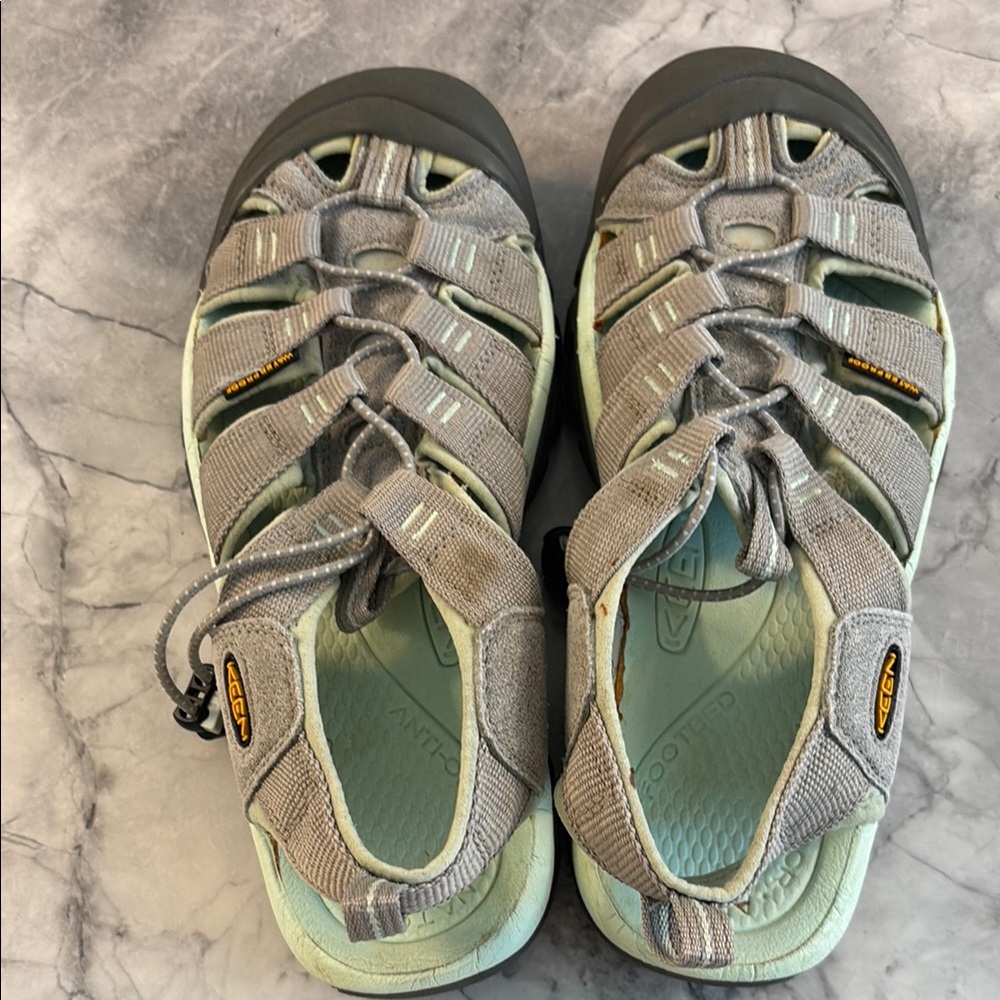 Gray and Mint Sandals